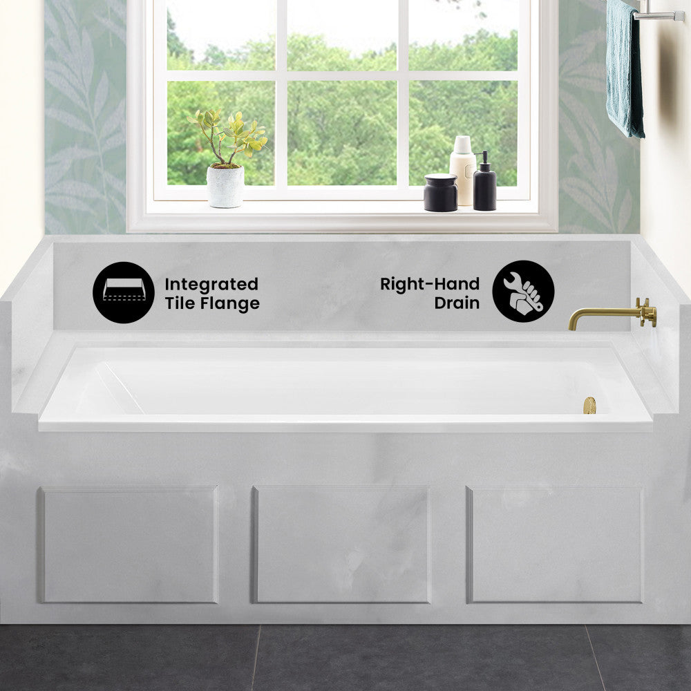 Voltaire 60" x 30" Right-Hand Drain Alcove Bathtub (15 - Pack)