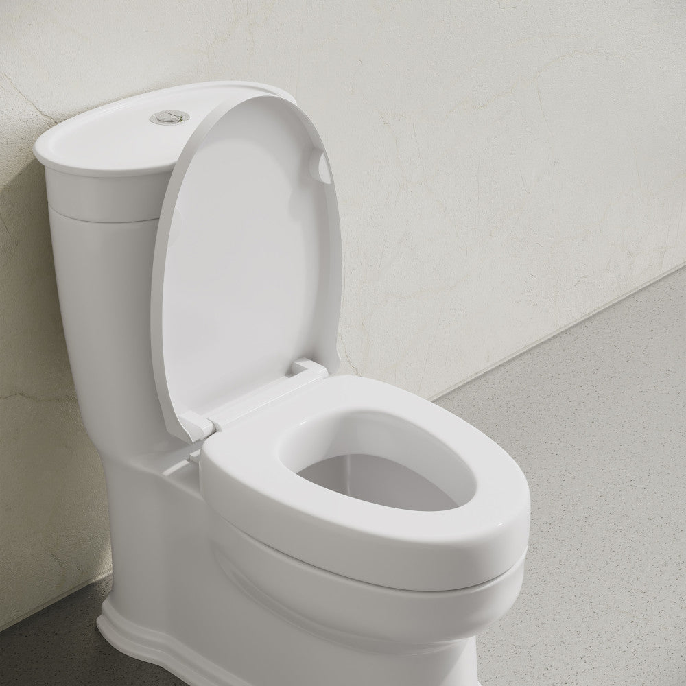 Ryse 3 in. Raised Elongated Soft Close ADA Compliant Toilet Seat in Glossy White