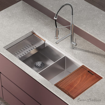 Rivage 45 x 19 Dual Basin Undermount Kitchen Workstation Sink