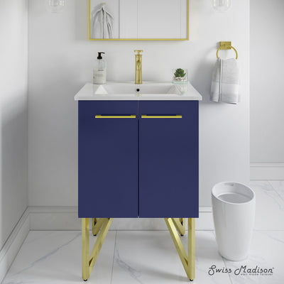 Annecy 24" Freestanding Bathroom Vanity in Navy Blue with Sink Top