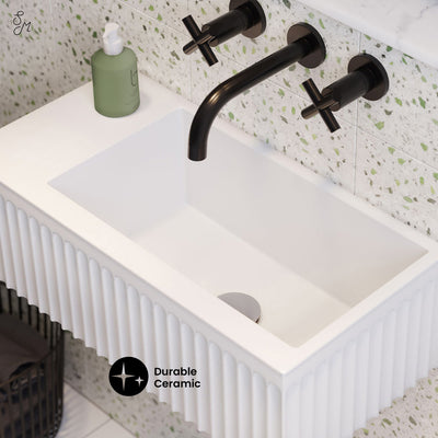 Delice 24" Rectangle Wall-Mount Bathroom Sink in Matte White
