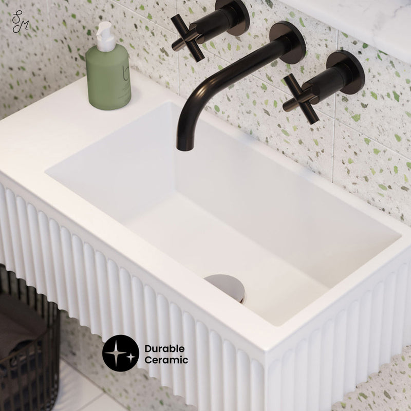 Delice 24" Rectangle Wall-Mount Bathroom Sink in Matte White