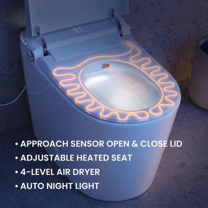 Remi Smart Toilet 12” Rough-in ADA Height in Glossy White with Integrated Tank, Auto-Open Lid, Foot Sensor