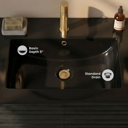 24" Vanity Sink Top in Glossy Black