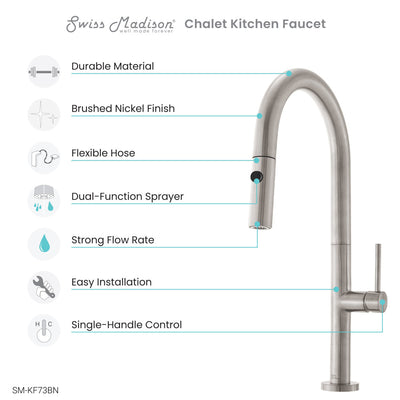 Chalet Single Handle, Pull-Down Kitchen Faucet in Brushed Nickel