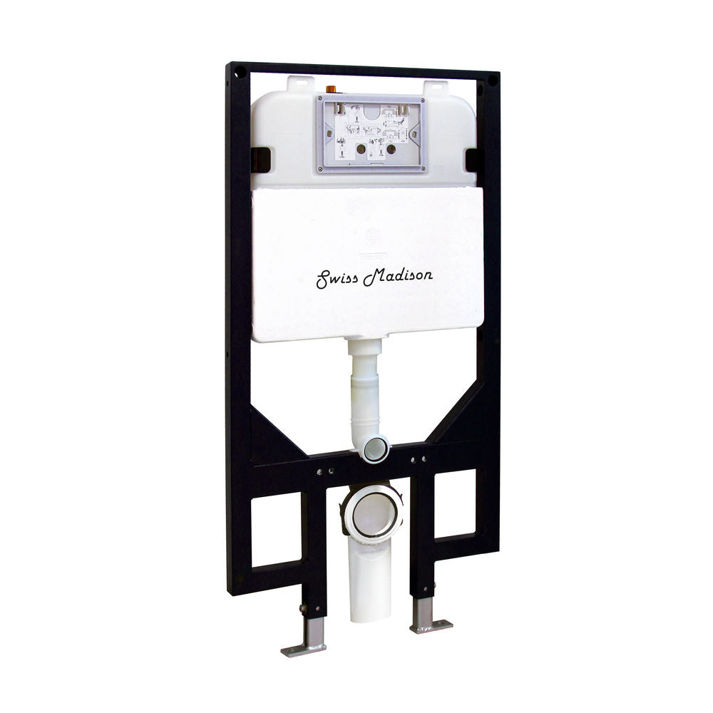 St. Tropez Wall-Hung Toilet Bundle 0.8/1.6 GPF Dual Flush in Glossy White with Brass Flush Plate