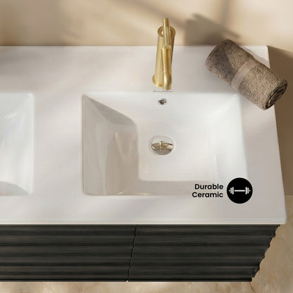 48" Double Basin Vanity Sink Top in Glossy White