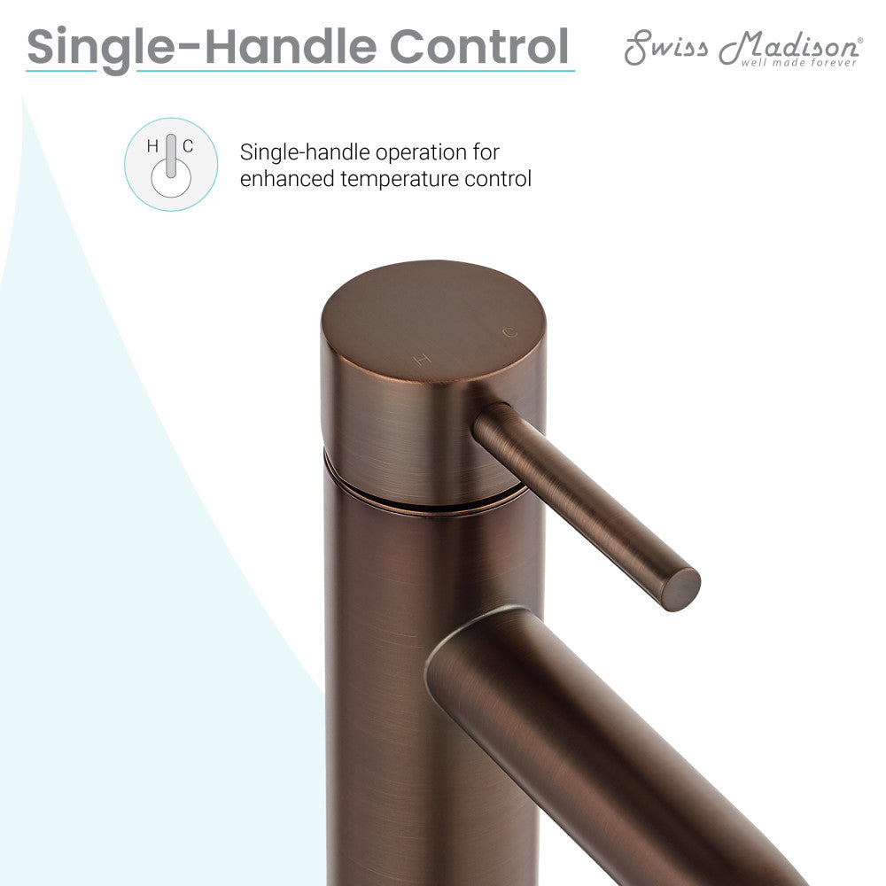 Single-handle high arc bathroom faucet in oil rubbed bronze, Ivy collection.