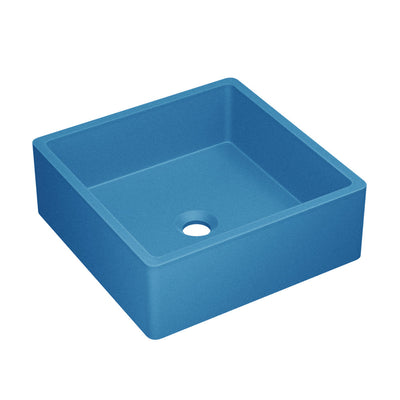 Lisse 15.5" Concrete Square Vessel Sink in Ocean Blue