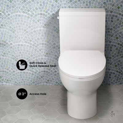 Cache Two-Piece Elongated Toilet Left Side Flush Handle Toilet 1.28 gpf