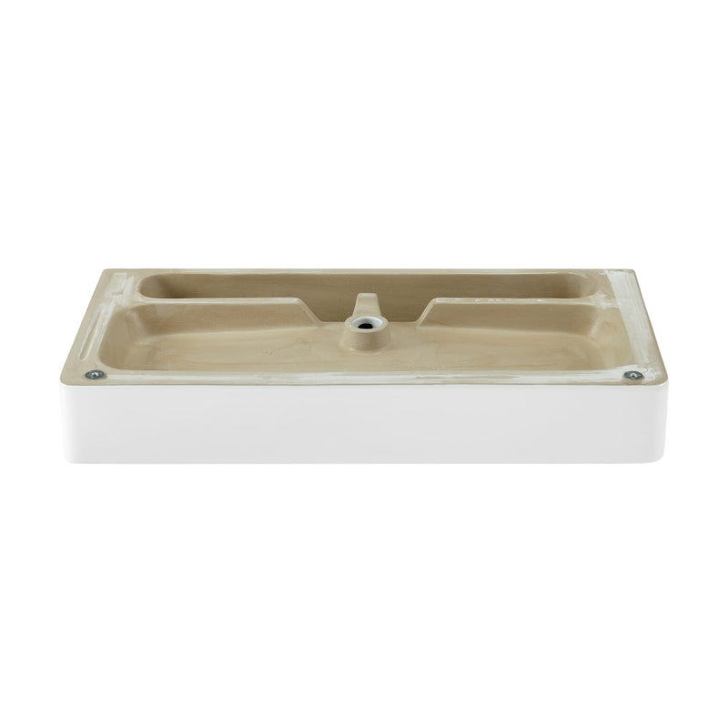 Carre 36 Ceramic Console Sink White Basin Brushed Gold Legs