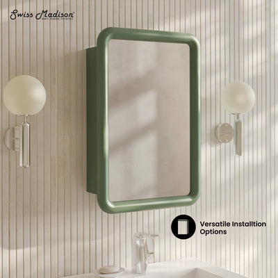Plaisir 18 x 27 Recessed/Wall Mount Medicine Cabinet with Mirror in Green