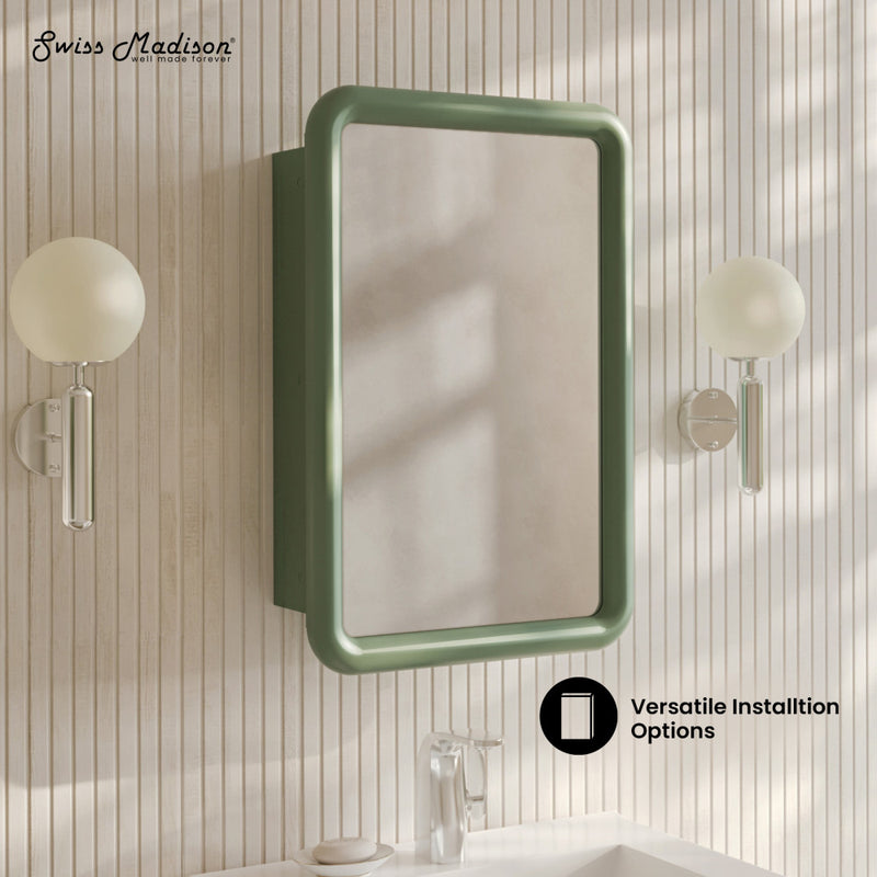 Plaisir 18 x 27 Recessed/Wall Mount Medicine Cabinet with Mirror in Green