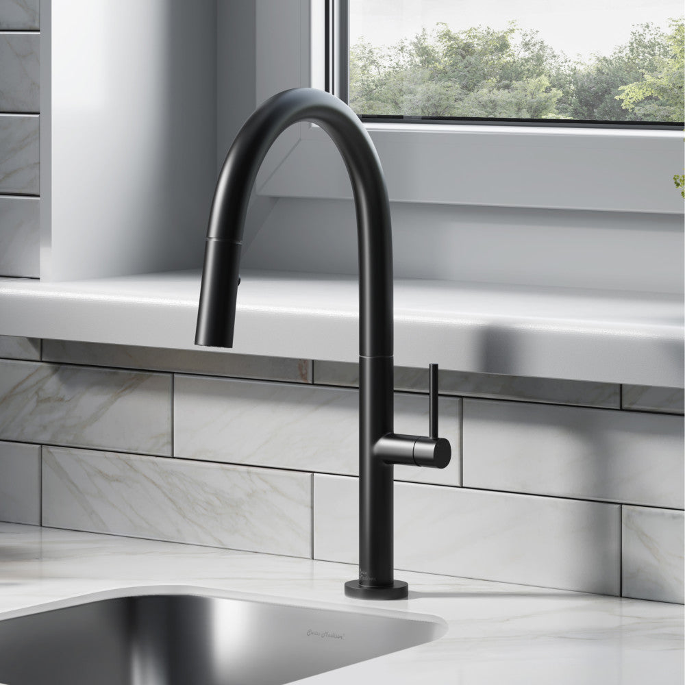 Chalet Single Handle, Pull-Down Kitchen Faucet in Matte Black