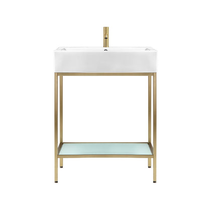 Pierre 24" Open Shelf Gold Frame Freestanding Bathroom Vanity with Sink Top