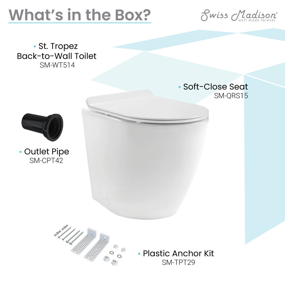 St. Tropez Back-to-Wall Elongated Toilet Bowl – Swiss Madison
