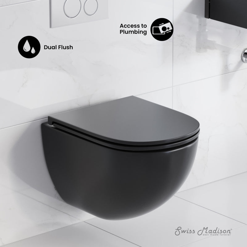 St. Tropez Wall-Hung Toilet Bowl Only in Matte Black