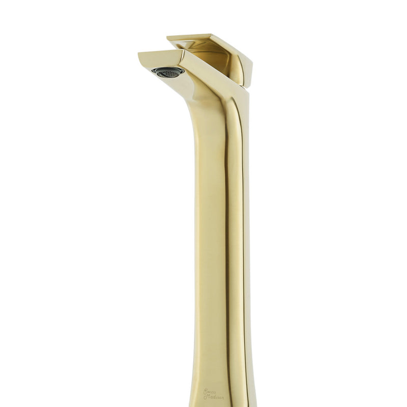 Monaco Single Hole, Single-Handle, High Arc Bathroom Faucet in Brushed Gold