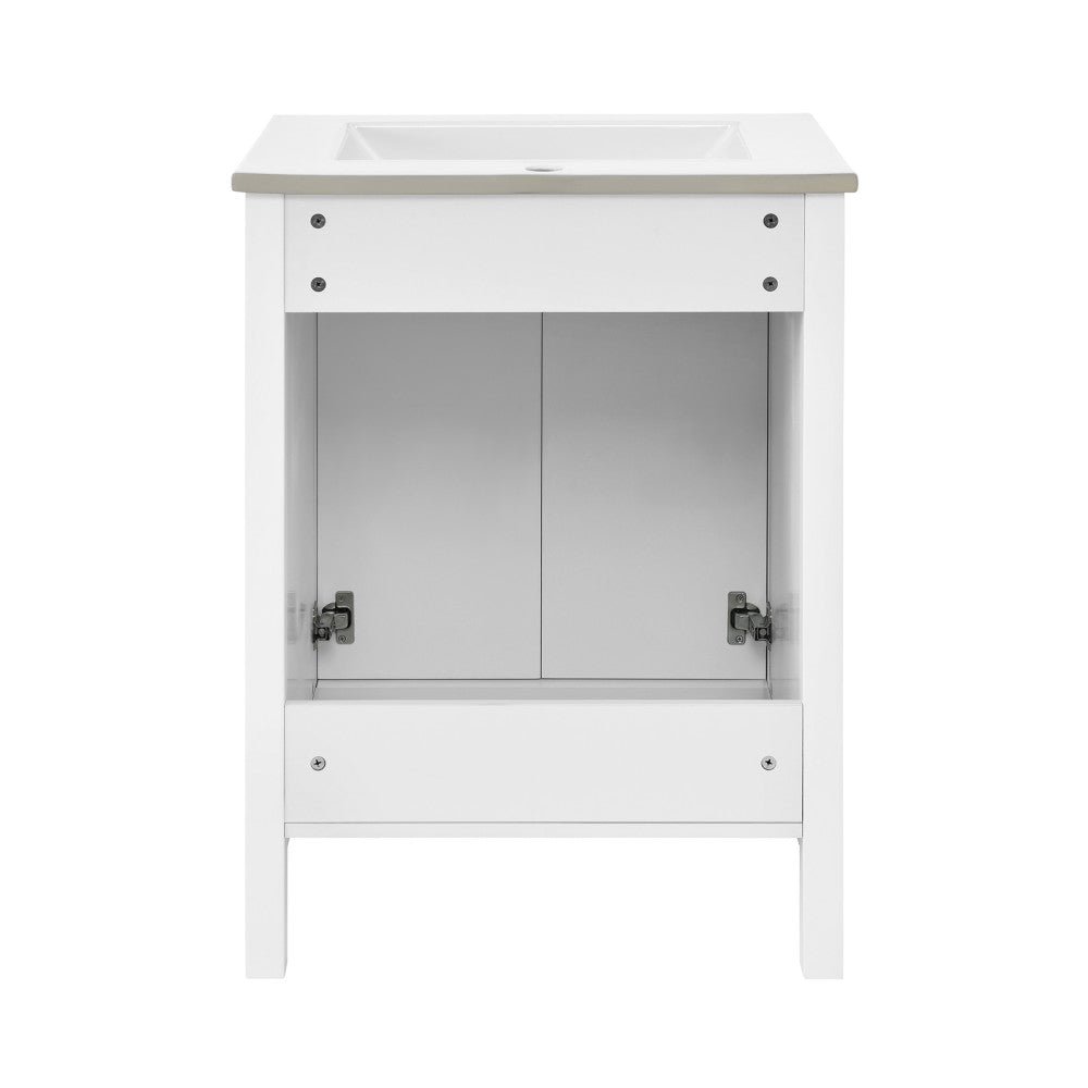 Bastille 24" Freestanding Bathroom Vanity in White with Sink Top