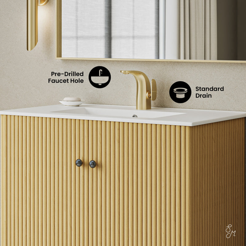 Lafayette 36" Freestanding Bathroom Vanity in Natural Oak with Sink Top