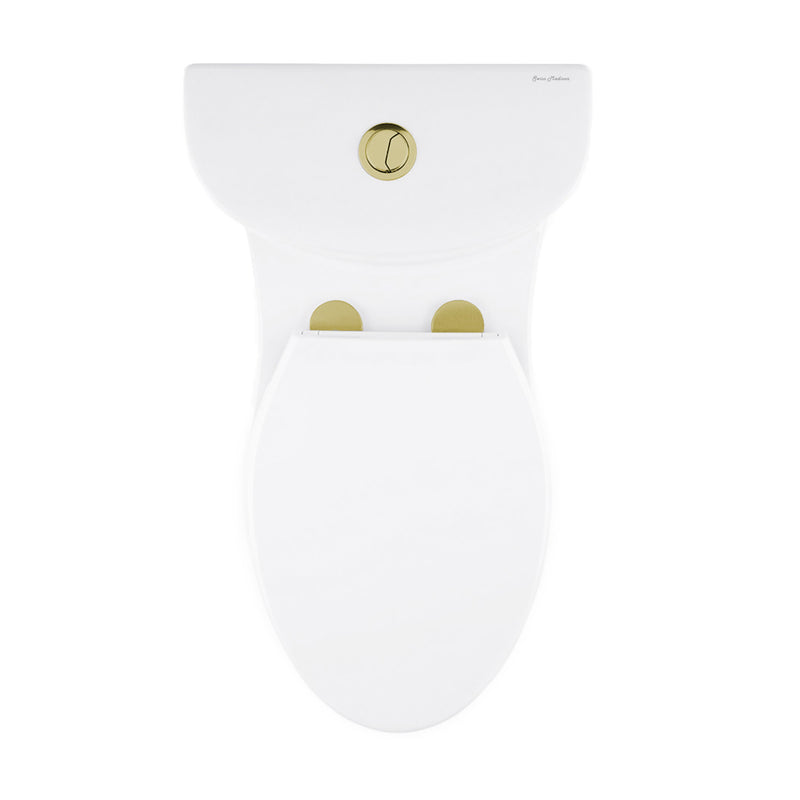 Sublime One Piece Elongated Toilet Dual Flush, Brushed Gold Hardware 1.1/1.6 gpf