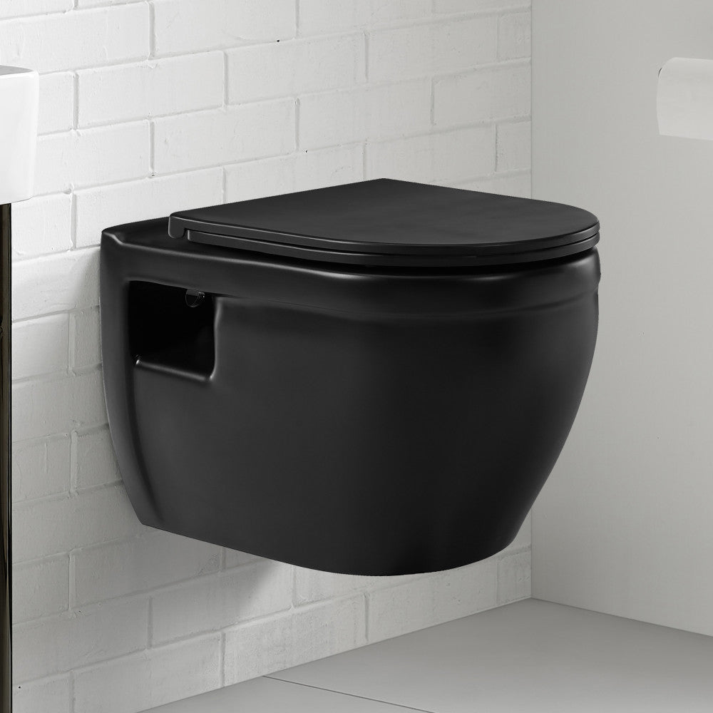 Ivy Wall-Hung Elongated Toilet Bowl in Matte Black