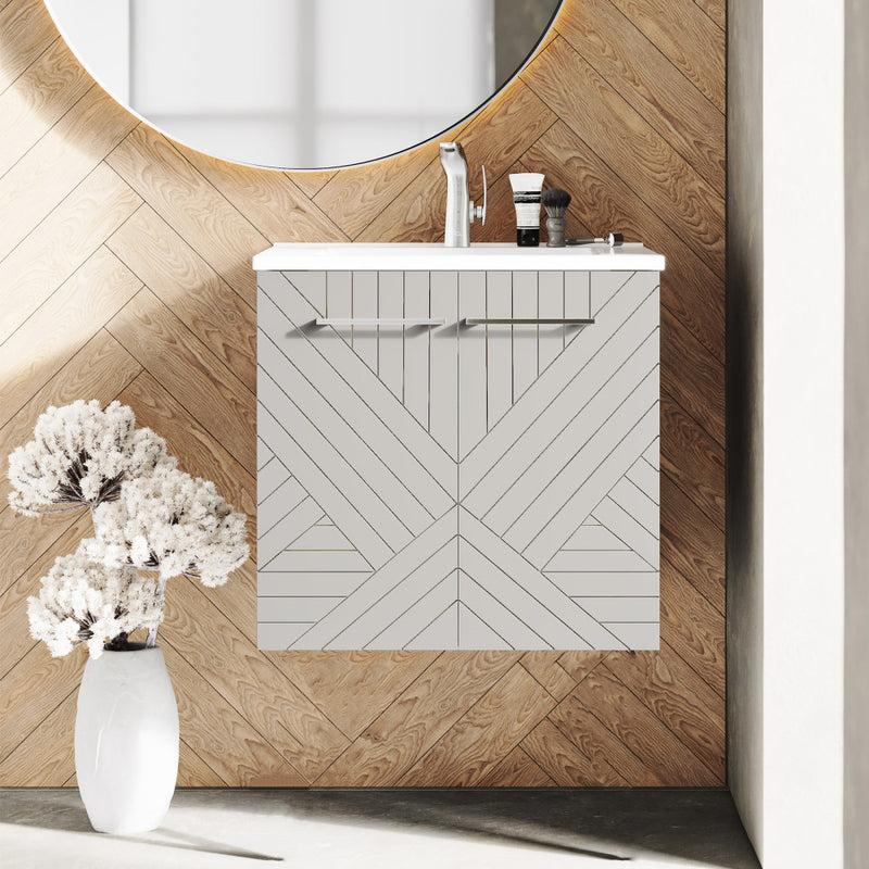 Annecy 24" Freestanding Bathroom Vanity in Greige with Sink Top