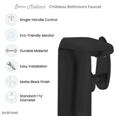 Chateau Single Hole, Single-Handle, Bathroom Faucet in Matte Black