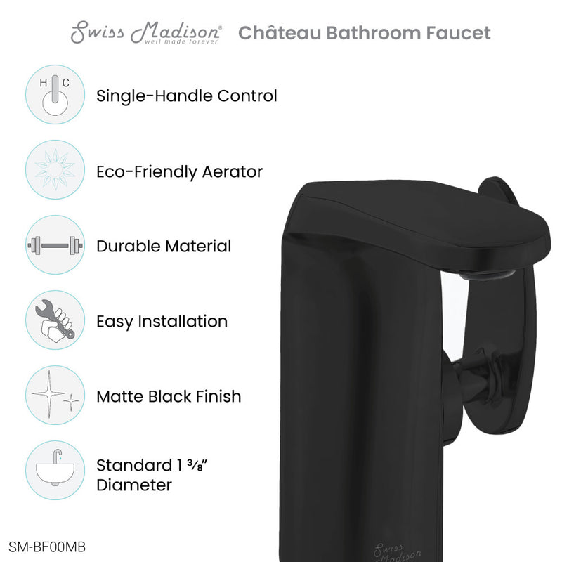 Chateau Single Hole, Single-Handle, Bathroom Faucet in Matte Black