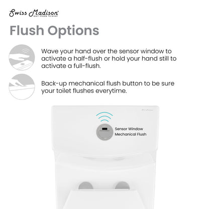 Elongated one-piece toilet, touchless retrofit dual flush, 1.1/1.6 gpf flush system.