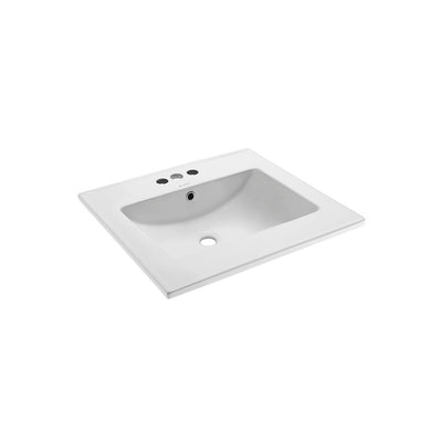 24" 3-Hole Centerset Vanity Sink Top in Glossy White