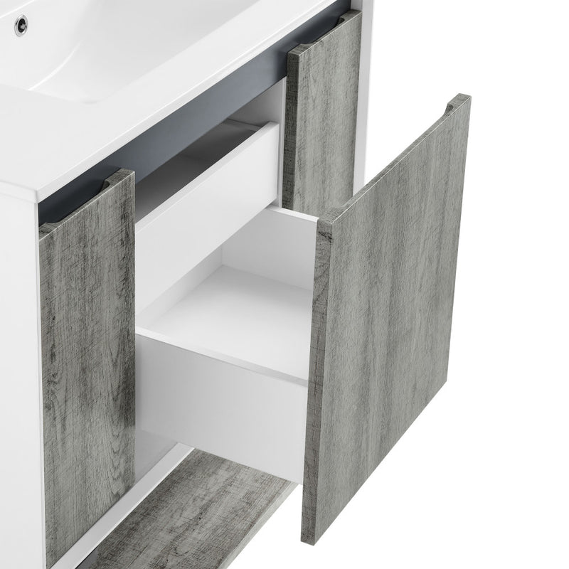 Marseille 36 in. Gray Bathroom Vanity With White, 3-Hole Ceramic Sink Top