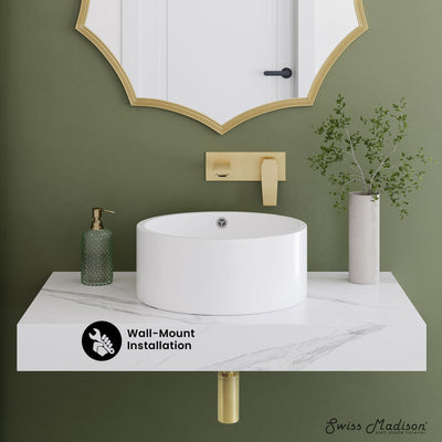 Monaco 36" Floating Bathroom Shelf with Vessel Sink in White Marble