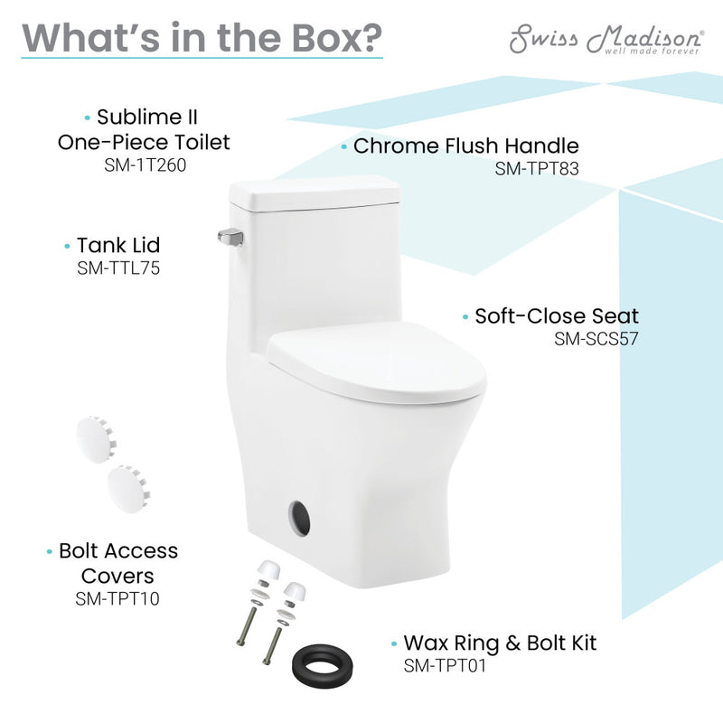 Sublime II One-Piece 12" Rough-in 1.28 GPF Left Flush Round Compact Toilet in Glossy White