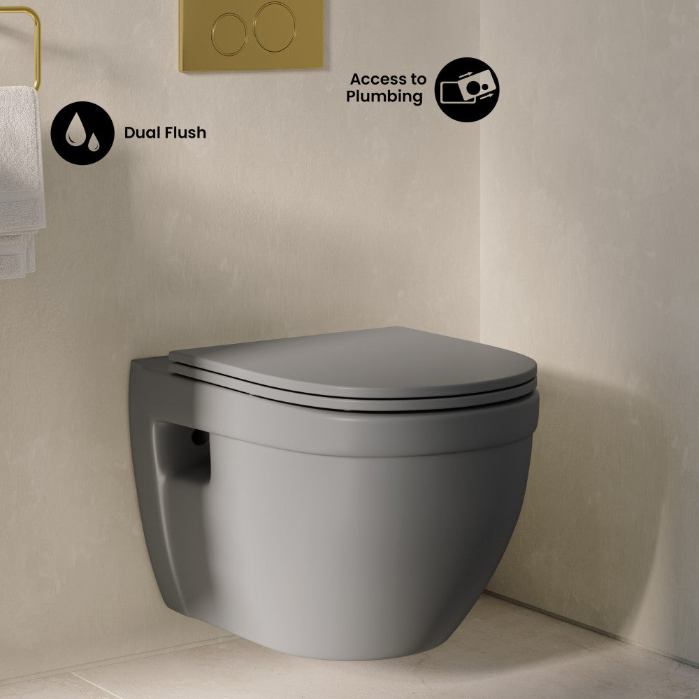 Ivy Wall-Hung Toilet Bowl Only in Matte Gray