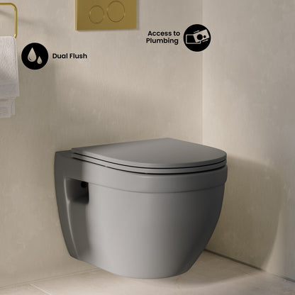 Ivy Wall-Hung Toilet Bowl Only in Matte Gray