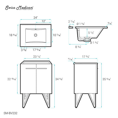 Annecy 24 Single, Brushed Grey, Two Doors, Bathroom Vanity