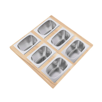 17 x 17 Condiment Serving Board with 6 Bowls