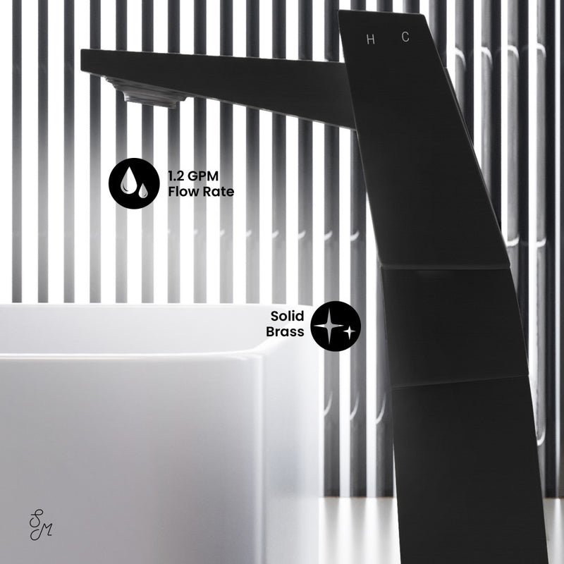 Carre Single Hole, Single-Handle, High Arc Bathroom Faucet in Matte Black