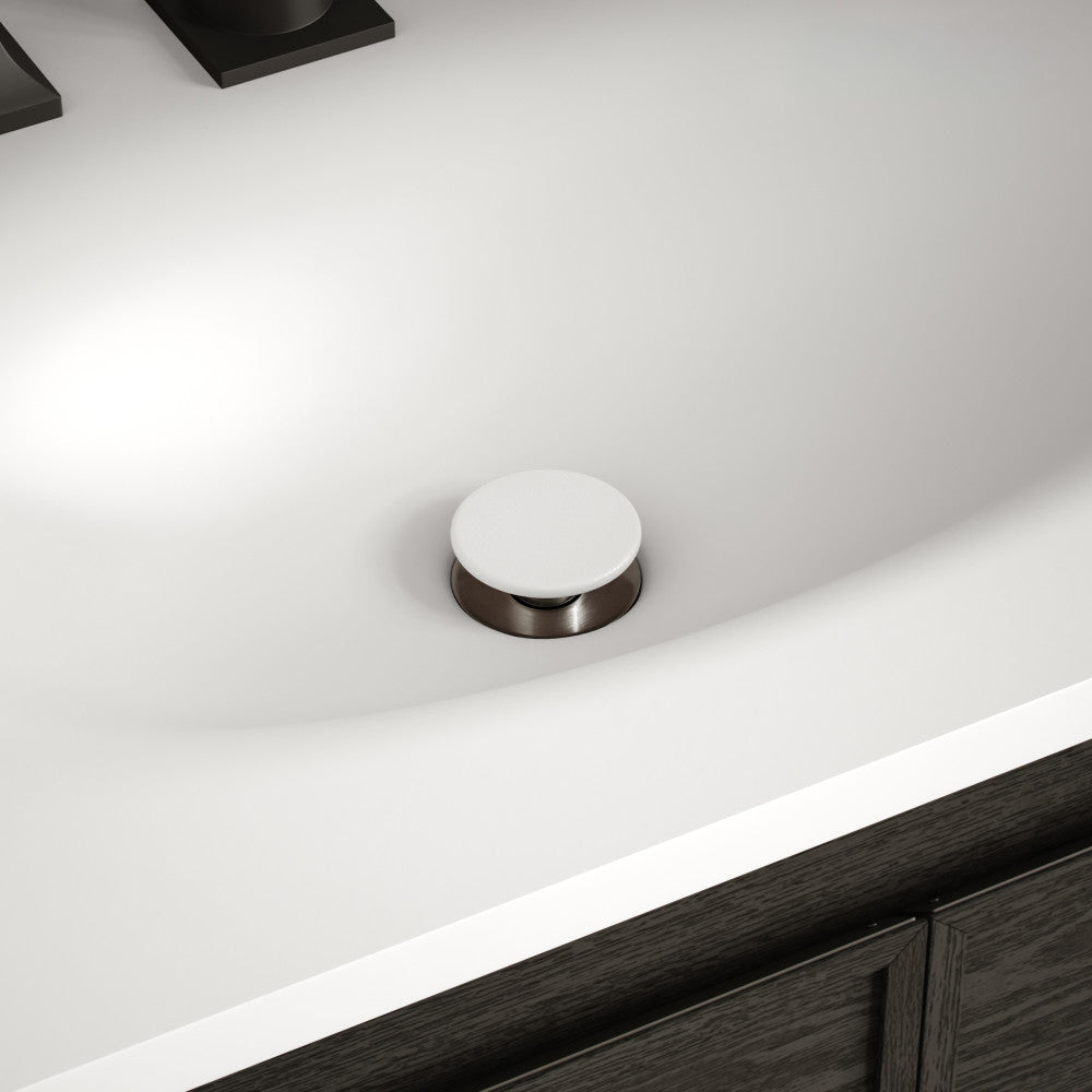 Lisse Concrete Bathroom Sink Non-Overflow Pop Up Drain in Matte White