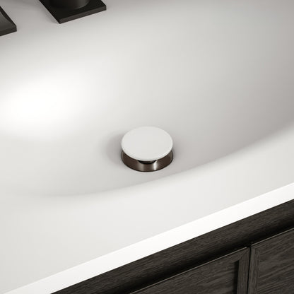 Lisse Concrete Bathroom Sink Non-Overflow Pop Up Drain in Matte White