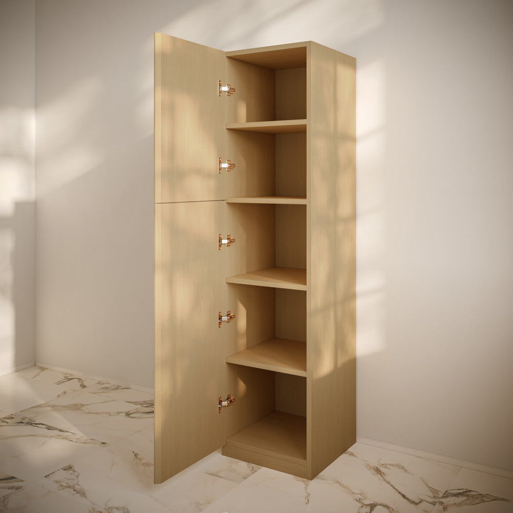 St. Tropez 15 x 15 x 60 Freestanding Linen Cabinet in Natural Oak