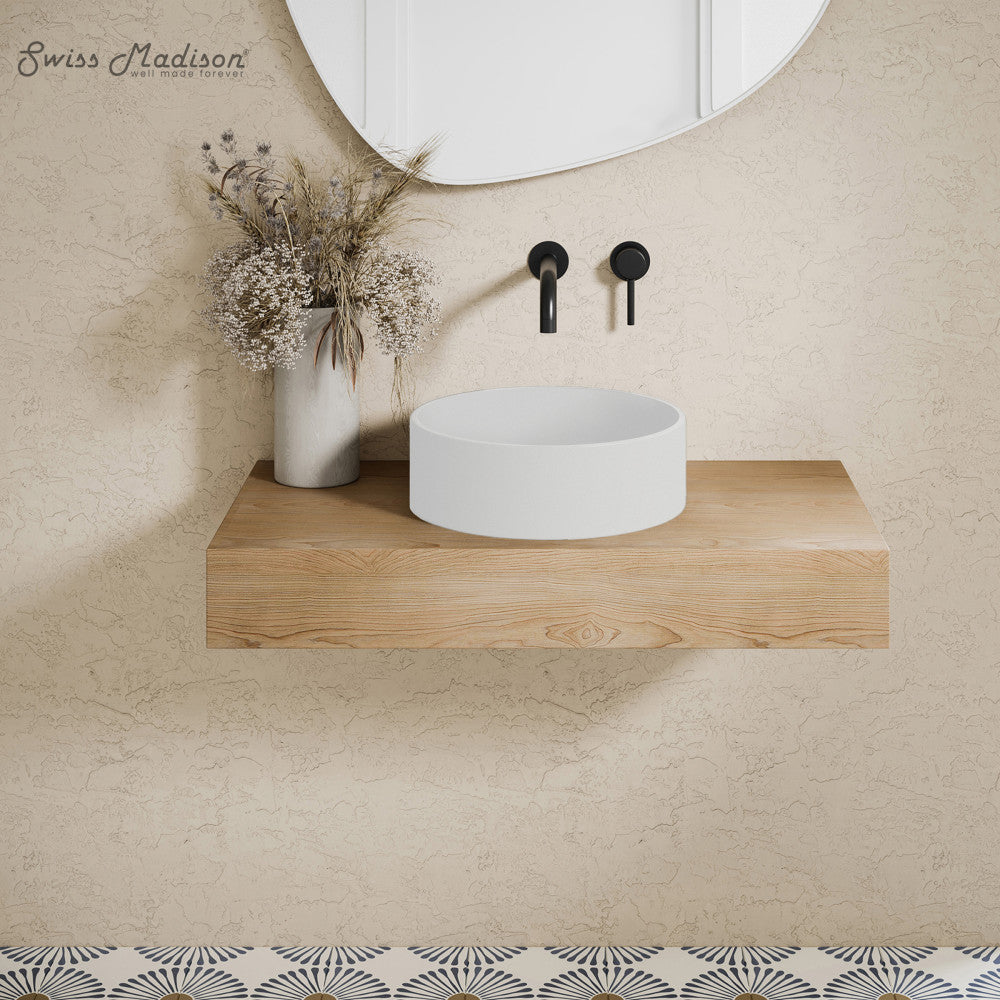 Lisse 14.5" Concrete Round Vessel Sink in Matte White