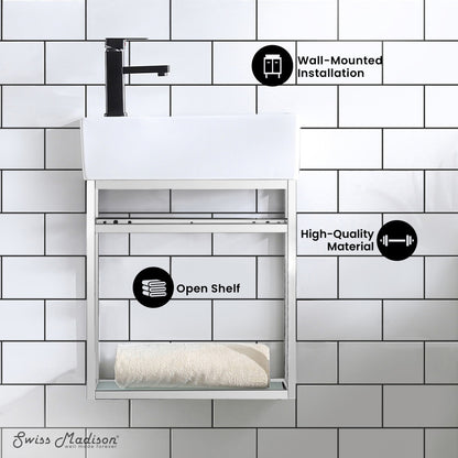 Pierre 19.5 Single, Open Shelf, Chrome Metal Frame Bathroom Vanity