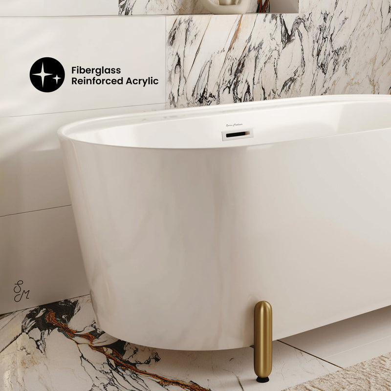 Monaco 59" Freestanding Bathtub with Brushed Gold Stand