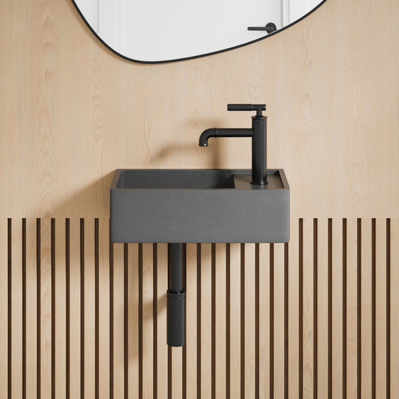 Lisse 16" Rectangle Concrete Wall-Mount Bathroom Sink in Dark Grey