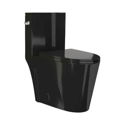 St. Tropez One-Piece 10" Rough-in 1.28 GPF Left-Hand Flush Elongated Toilet in Glossy Black