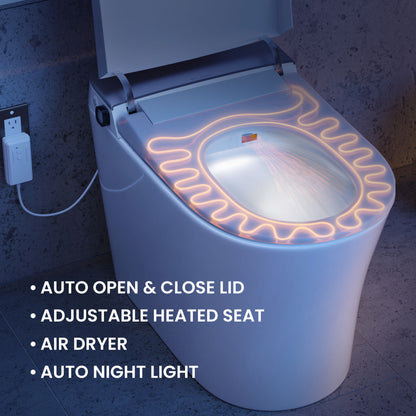 Hugo G Smart Toilet 12" Rough-in ADA Height in Glossy White with Integrated Tank, Auto Flush, Night Light