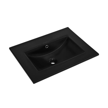 24" Zero Hole Vanity Sink Top in Matte Black