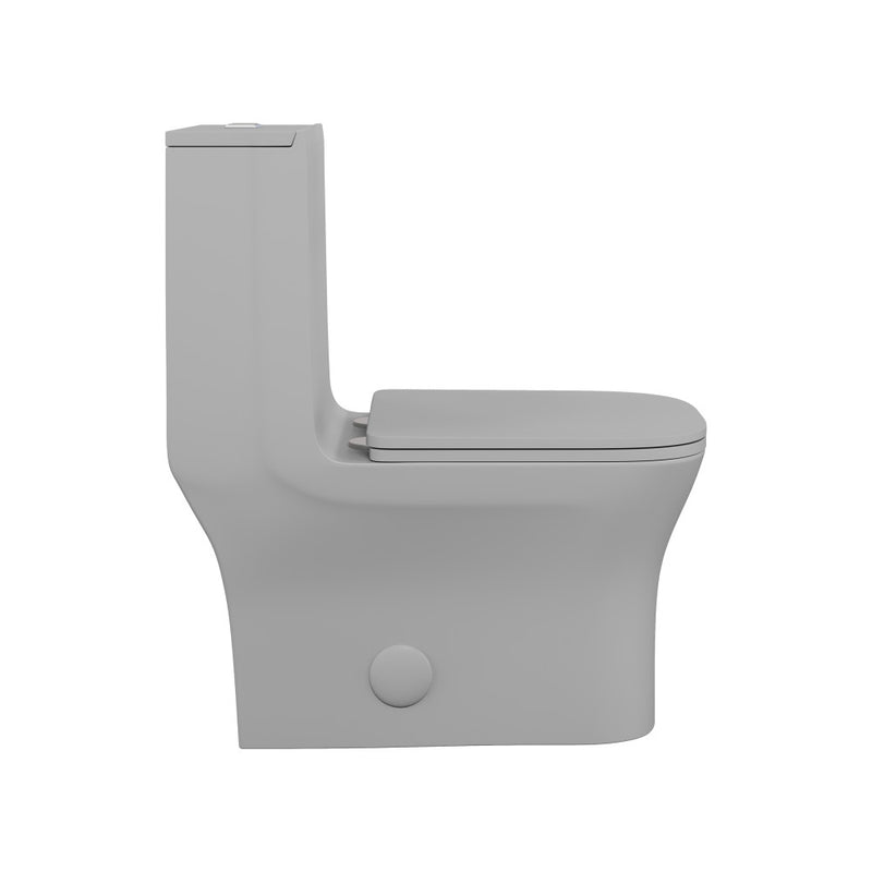 Concorde One Piece Square Toilet Dual Flush in Matte Gray 1.1/1.6 gpf